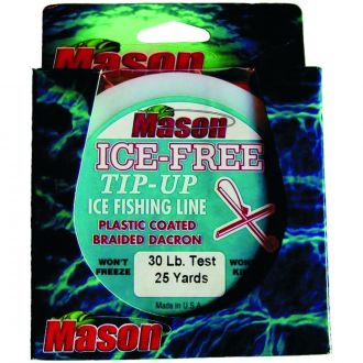MASON ICE FISHING TIP-UP LINE 20# TEST 100 YD BLACK PLASTIC COATED BRAIDED  NYLON