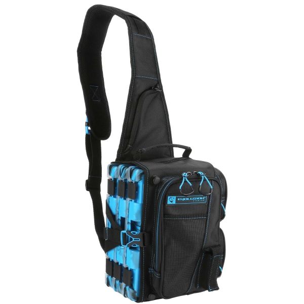 Evolution Outdoor Drift Tackle Sling Pack in Black/Blue, Size 3600 from The Fishin' Hole
