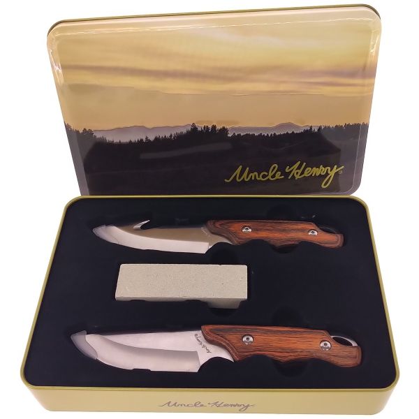 Schrade Uncle Henry Two Knife, Pen & Keychain Gift Tin Set - Red Hill  Cutlery