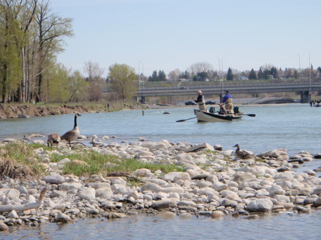 Anglers enjoy an early season float on 

the Bow