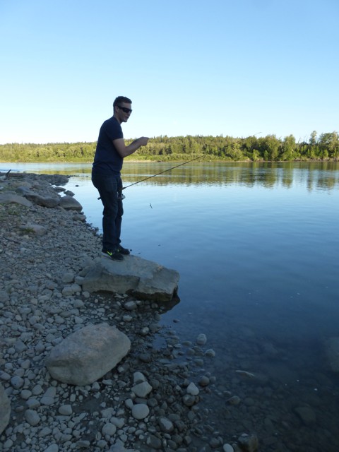 Low light bobber and fly fishing for mooneye and goldeye high in the rivers water column