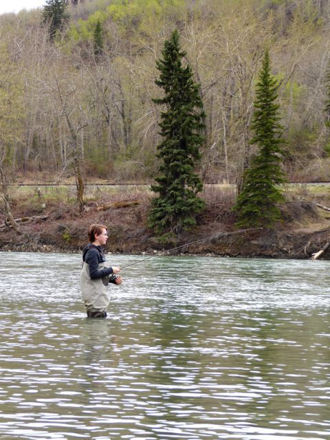 Angela working the lower pool