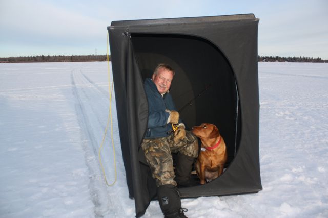 An ice angling tent is an essential ingredient in sight fishing