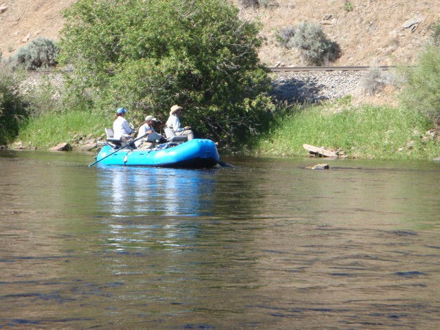 Fishing from a drift boat or raft is a fun way to fly fish grasshopper patterns.